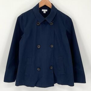 J Jill Lightweight Double Breasted Pea Coat Jacket Navy Blue Women XS Petite